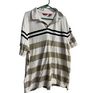 Izod Luxury Sport Mens Henley Neck Short Sleeve Stripes Polos Shirt Size 2XL